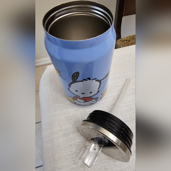 Sanrio Pochacco & Friends Blue Soda Can 10oz Water Bottle EUC - Picture 10 of 12
